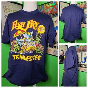 Vintage 80s Fish Fry Tennessee T-Shirt XL Fruit of the Loom BEST Tag USA